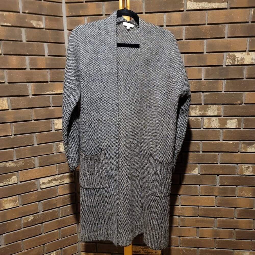 Mystree Grey Shaker Knit Coatigan Open Front Longline Sweater Jacket Size Small